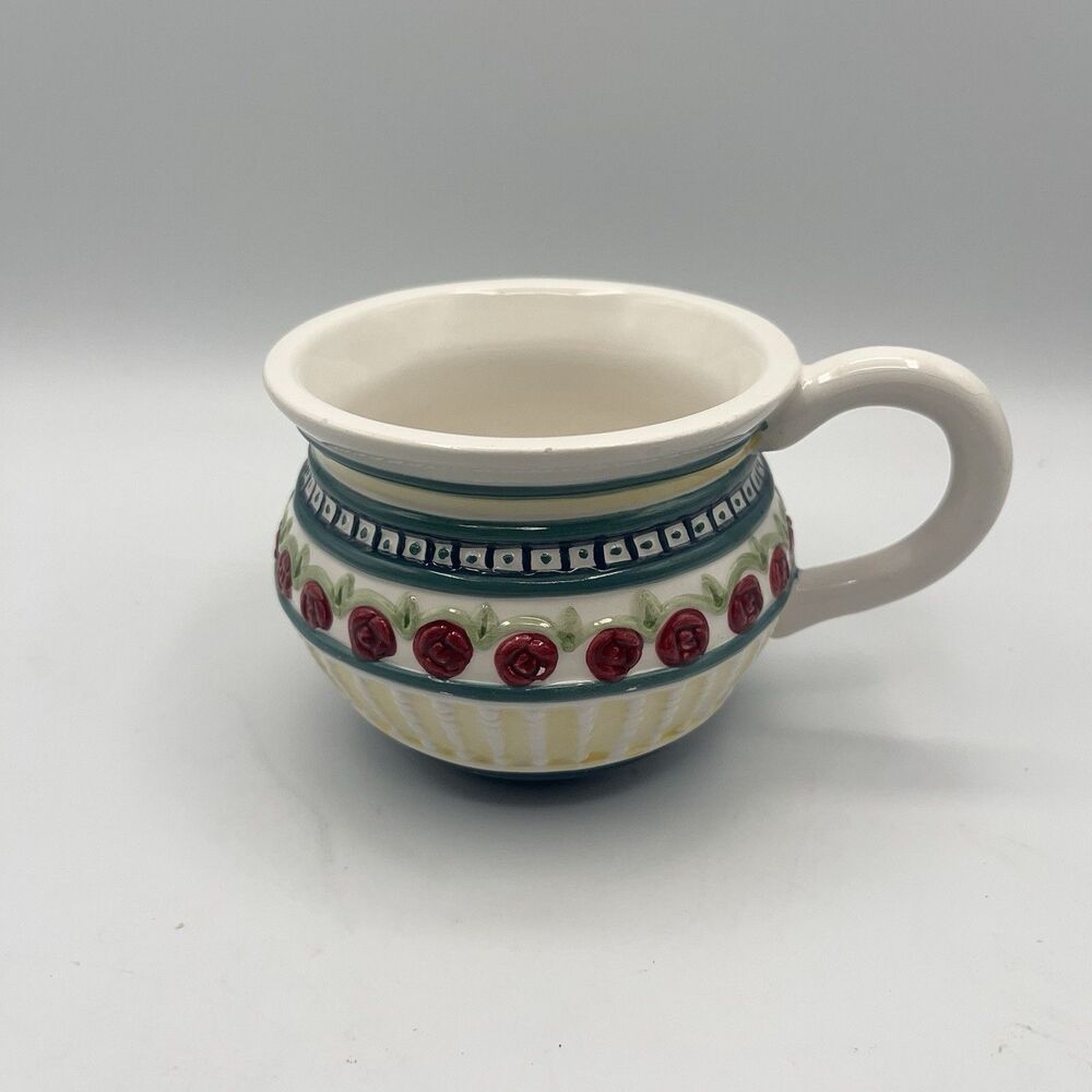 Cracker Barrel Red Rose Pattern Tea Cup